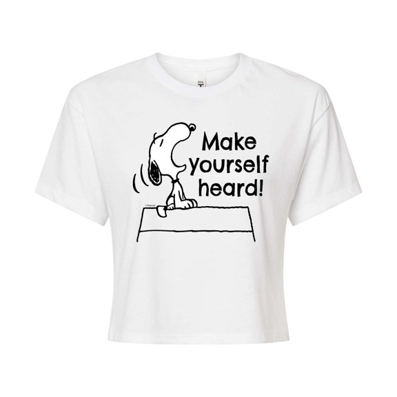 Peanuts - Make Yourself Heard - Juniors Cropped Cotton Blend T-Shirt