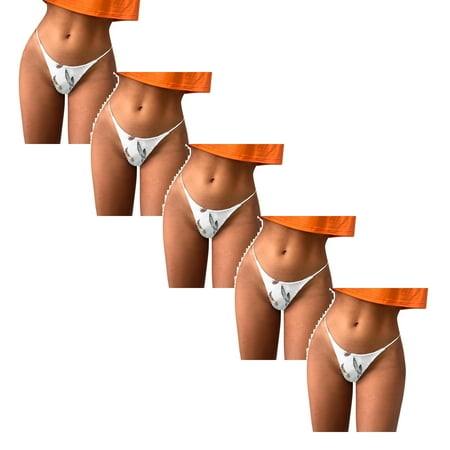 

Womens Underwear Brief Underpants Fashion Comfort Pattern Low Rise Soft T Back Panties5PC