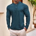 thumbnail image 3 of ZCFZJW Mens Henley T-Shirts Lightweight Dress Long Sleeve Lightweight Casual Slim Fit Basic Collarless Quarter Button Pullover Tops Green XL, 3 of 6