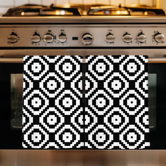 Black White Geometric Kitchen Towels Set of 2, Modern Abstract Art Absorbent Dish Towels for Kitchen, Microfiber Hand Towel, Quick Drying Tea Towel for Cleaning Decorative Dishcloths