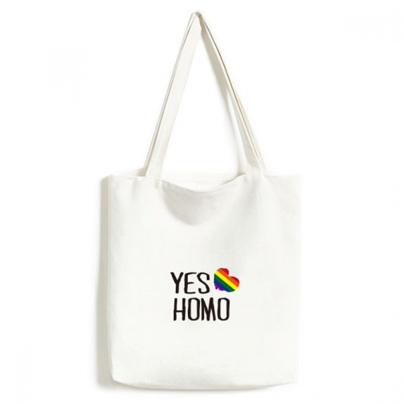 Yes LGBT Rainbow Love Tote Canvas Bag Shopping Satchel Casual Handbag