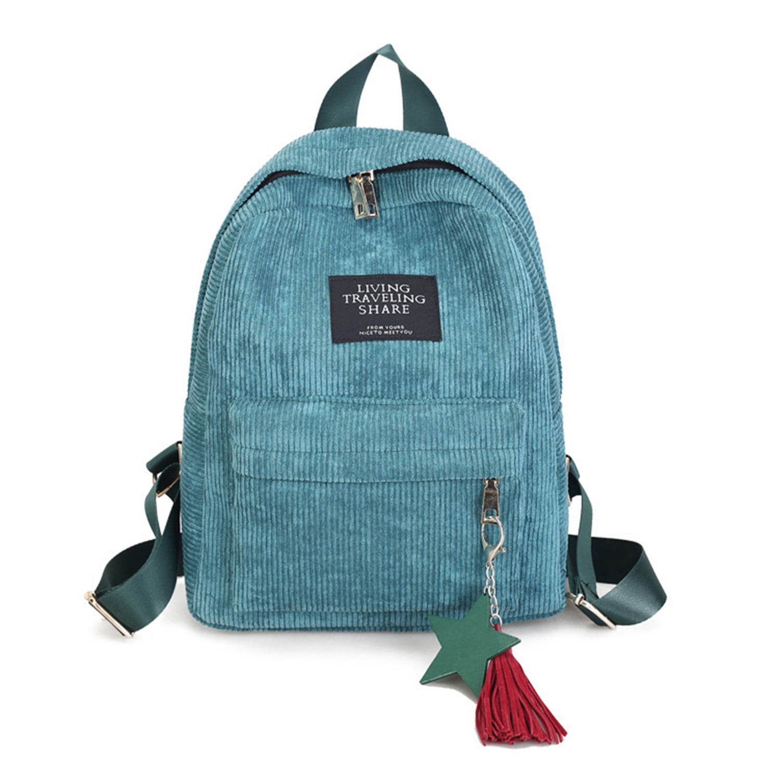 Tangnade Women Vintage Corduroy Backpack Girls School Little Bag Teenage Shoulder Bags, Adult Unisex, Size: One size, Green