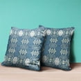 thumbnail image 4 of Amrita Sen Designs  16 x 16 in. Carnival Geo Broadcloth Indoor & Outdoor Zippered Pillow - Off White & Blue, 4 of 5