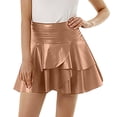 thumbnail image 1 of Gibobby faldas deportivas para mujer Falda de cuero PU para mujer Diseño plisado Color sólido Irregular Una palabra Falda(Caqui， L), 1 of 5