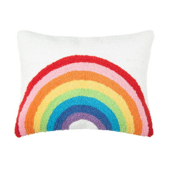 Rainbow Love Hooked Accent Pillow, 14" x 18" All Seasons