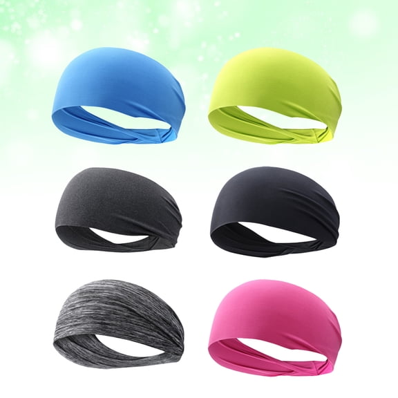 NICEXMAS 6-Pack Elastic Hairbands for Sports with Quick-Dry Fabric, Assorted Colors, Comfortable and Headbands