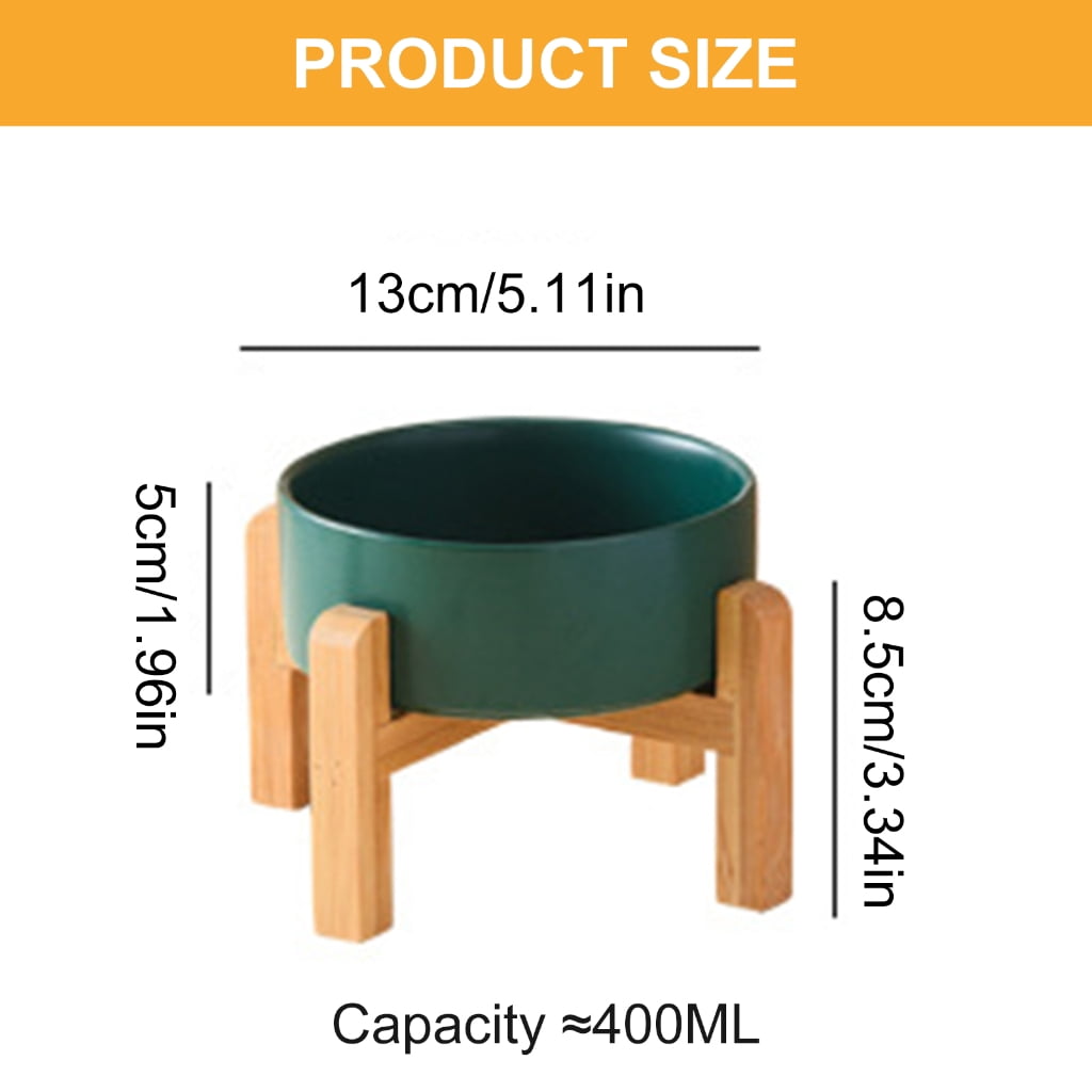 NonSlip Ceramic Pet Feeders Bowl Set Elevated Wood Double Bowl Dish Set Large Capacity Dog Cats Feeding Accessories