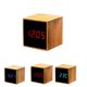 thumbnail image 4 of Cubo cuadrado Reloj de madera de bambú Mesita de noche para estudiantes Reloj electrónico digital simple Pantalla LED con espejo Inevent DZ4617-01, 4 of 7