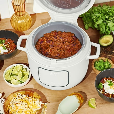 Beautiful 14-Cup Cooked, 6-Cups Uncooked Electric Rice and Grain Cooker, EverGood™ Ceramic Nonstick Coating, White Icing by Drew Barrymore