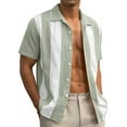 thumbnail image 3 of TheFound Men Oversize Shirts Stripe Button-Down Short Sleeve Tops Turn-Down Collar Summer Casual Clothes, 3 of 8