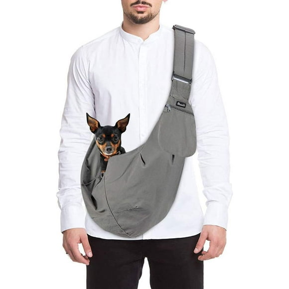 SlowTon Pet Carrier, Hand Free Sling Adjustable Padded Strap Tote Bag Breathable Cotton Shoulder Bag Front Pocket Safety Belt Carrying Small Dog Cat Puppy Machine Washable