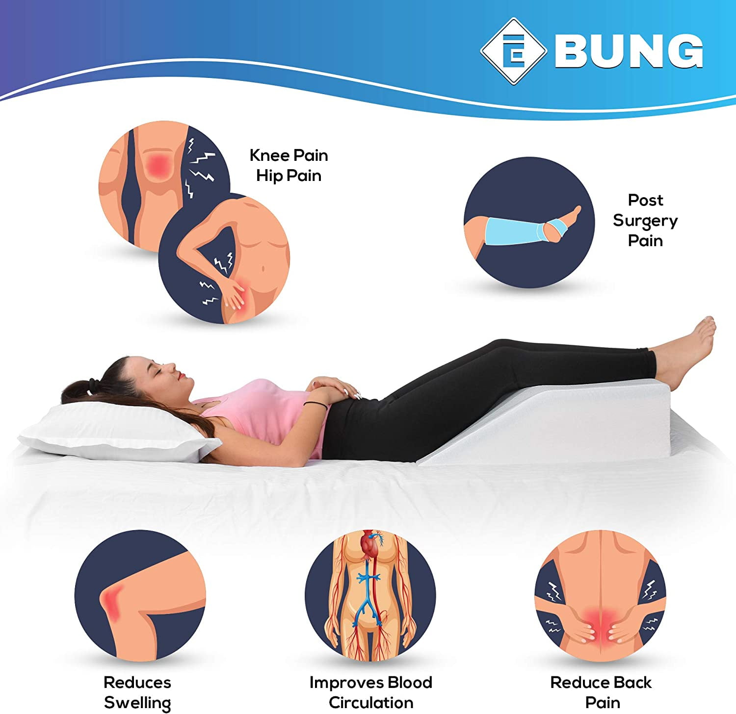 Zen Elevating Leg Rest Pillow Memory Foam Leg Rest Pillow - Reduces Back  Pain & Improves Circulation - Includes Removable Blend Cover 