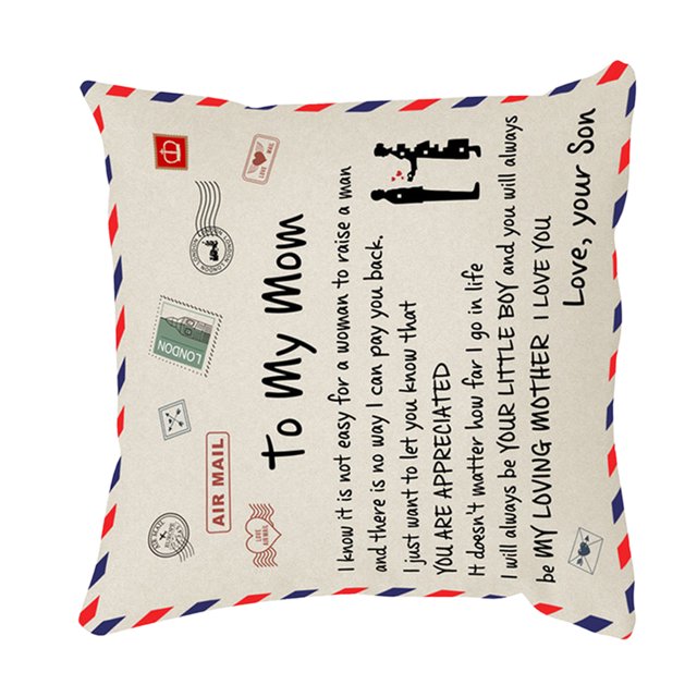Toystoory Funda de almohada de piel de melocotón con letras de 45x45cm, diseño personalizado, funda de almohada decorativa, funda de cojín para el Decoración del hogar Hijo a mamá Toystoory HA002997-05
