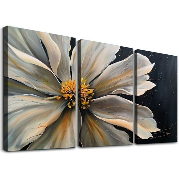 JRXY Wall Art Modern Wall Art Canvas Printing Simple Black and White Flower for Living Room Bedroom Dining Room Home Office Decor with Framed,3 pcs 12x16x3pcs