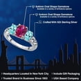 thumbnail image 2 of Gem Stone King 925 Sterling Silver Red Created Ruby and Blue Apatite Filigree Style 3 Stone Ring for Women (2.40 Cttw, Oval 8X6MM and 6X4MM) (Size 8), 2 of 6