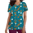 thumbnail image 4 of Zormilly Womens Plus Size Scrubs Halloween Pumpkin Ghost Printed V Neck Short Sleeve Scrub Tops with Pockets, S-5XL, 4 of 5