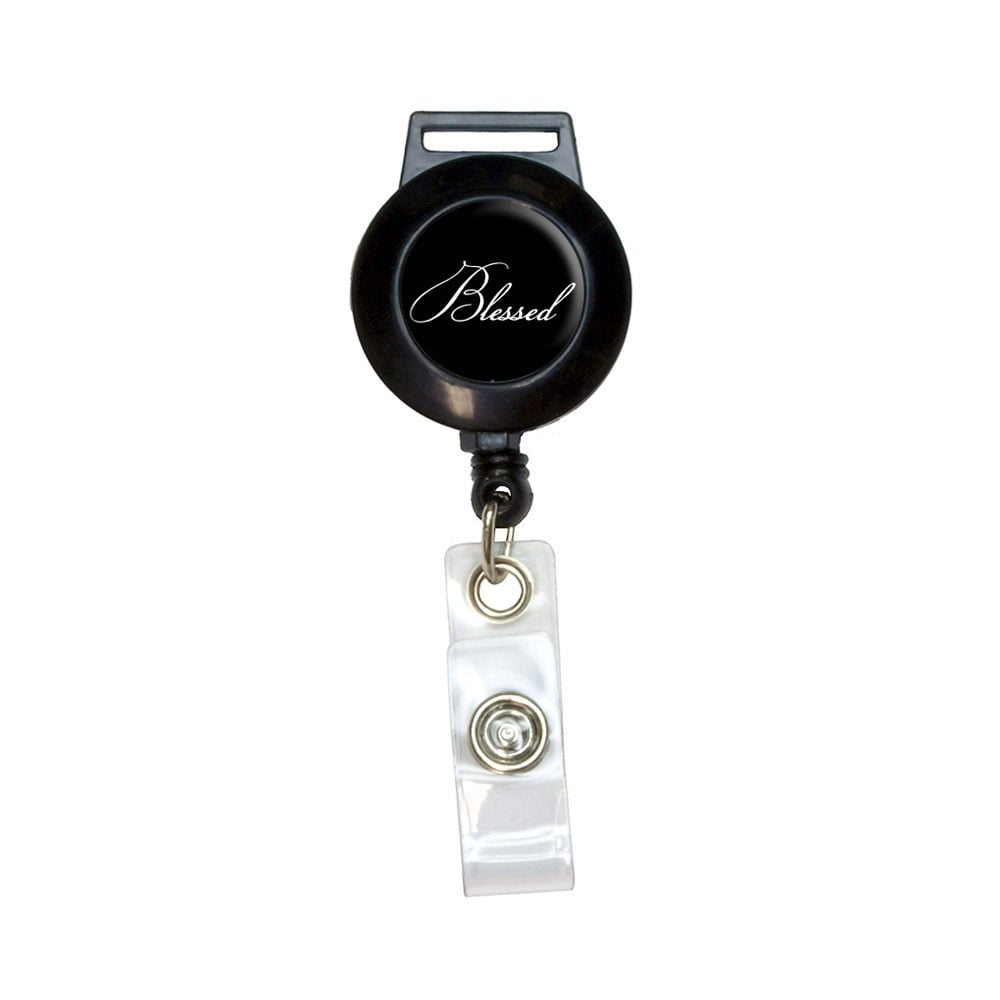 Black ID Badge Holder With Retractable Lanyard - Heavy Duty, Breakaway Clasp, For Work, Office