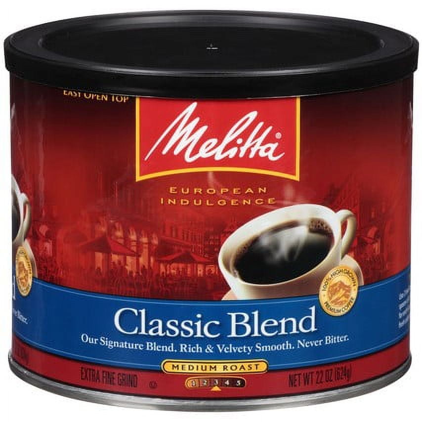(2 pack) Melitta Classic Roast Caffeinated Canned Coffee, 22oz Can
