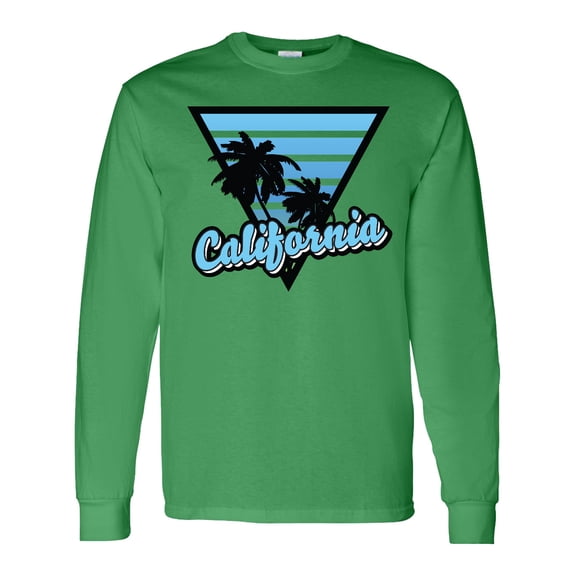 Inktastic California with Triangle and Palm Trees in Blue Long Sleeve T-Shirt