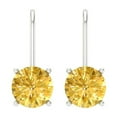 thumbnail image 3 of 3 Ct Round Cut Drop Dangle Yellow Natural Citrine 18K White Solid Solid Gold Everyday Dainty Earrings Lever Back, 3 of 7