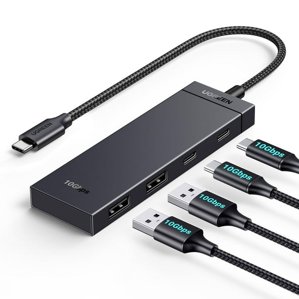 Adaptador USB C Hub UGREEN 4 en 1 de 10 Gbps con 2 USB-C 3.2 y 2 USB-A