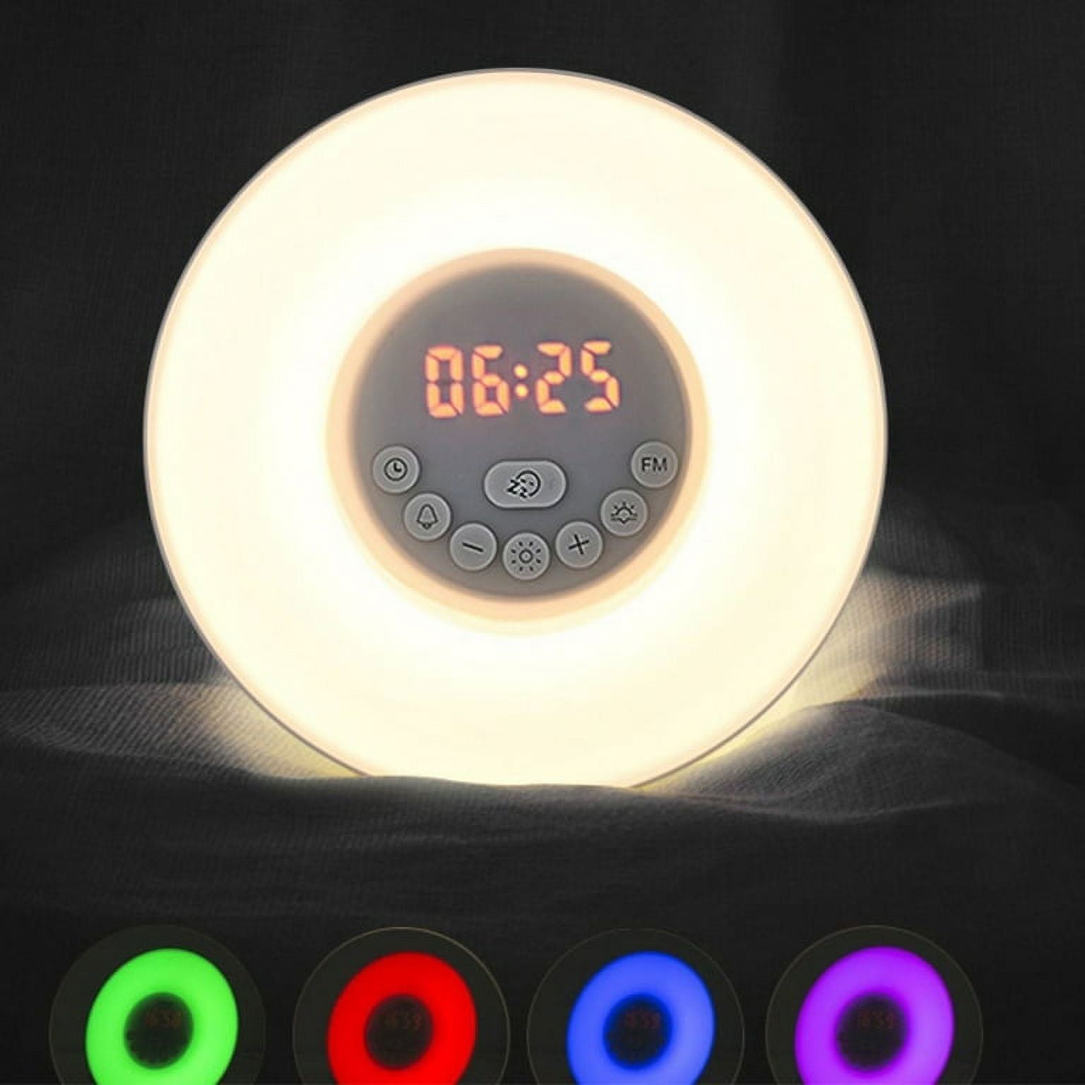 XIHAMA-Digital Radio Clock Sunset Sunrise Simulation Tabletop Dimmable Adjustable Colorful LED USB Powered Alarm Clocks Home Supplies