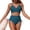 117#Turquoise, variant on Women High Waisted Bikini Sets V Neck Cross Twist Front Two Piece Swimsuit Tummy Control Bathing Suit Black S