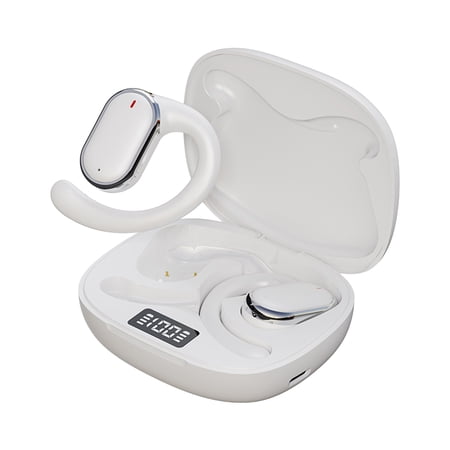 RBCKVXZ Wireless Bluetooth Headphones Call Hanging Ear Type Stereo Earphones with Microphone Wireless Charging Case LED Power Display for Phone Phone TV PC Laptop White