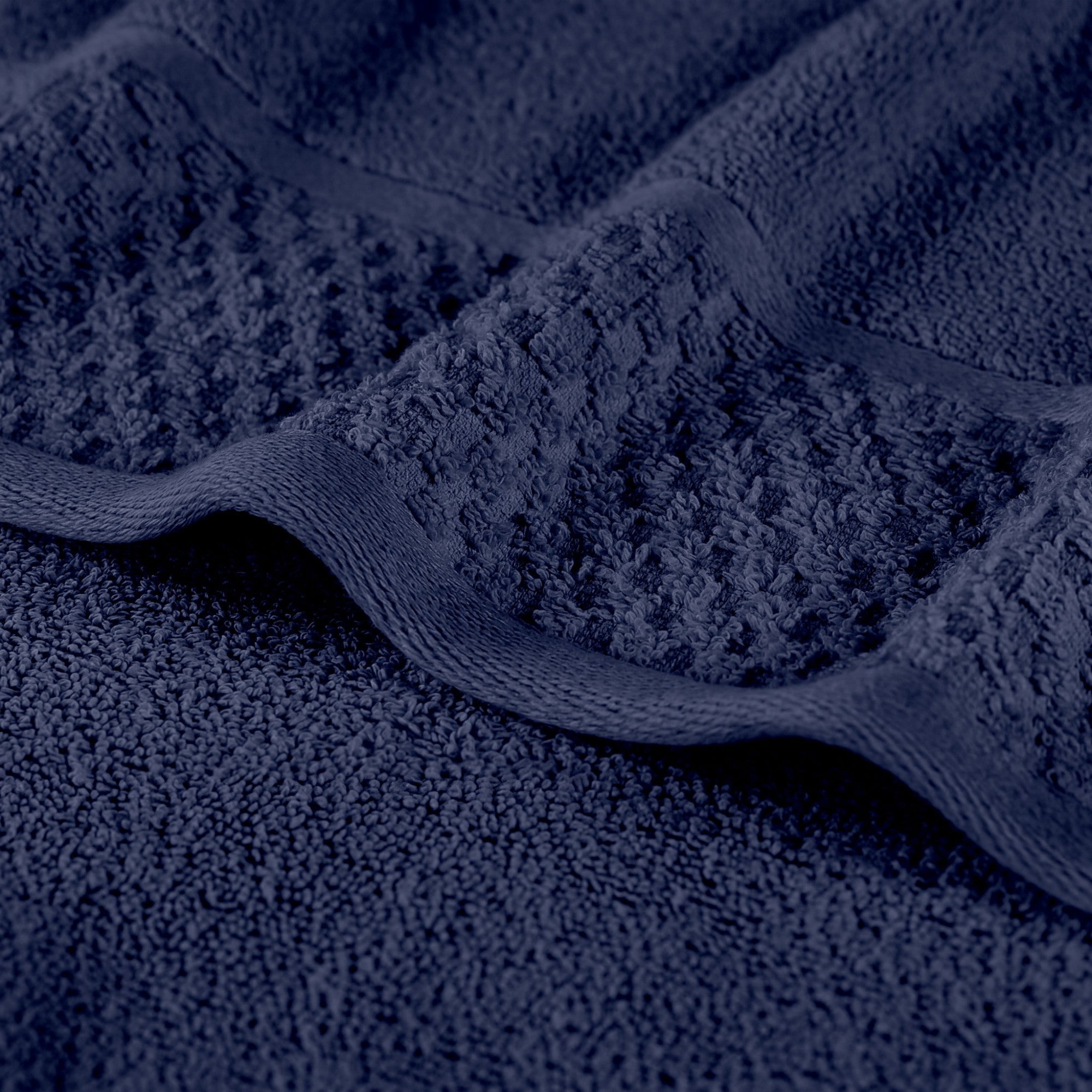 Superior Modern Cotton 3 Piece Bathroom Towel Set Medium Weight Solid, Navy Blue