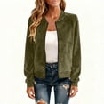 thumbnail image 2 of Yihuala Lightweight Faux Suedes Women's Jackets Long Sleeve Stand Collar Zip Up Loose Fit Casual Outerwear Coat Spring Fall, 2 of 9