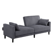 Convertible Futon Sofa Bed, Corduroy Futon Couch, Adjustable Recliner Sleeper Sofa Bed Comfy Loveseat Couches for Living Room, Grey