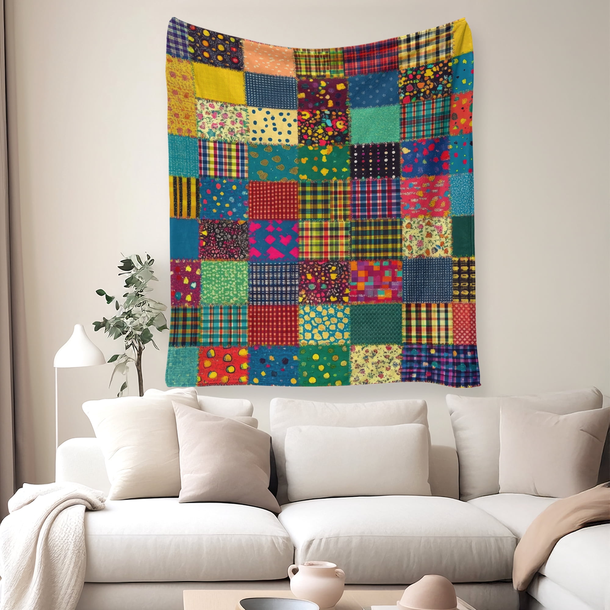 Flannel Fleece Throw Blanket, Soft Large Throw Blanket, Lightweight Cozy Plush Throw Blanket Fit Sofa Bed, 30"x40", Patchwork Floral Pattern
