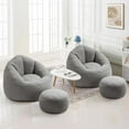 thumbnail image 2 of Aukfa Bean Bag Chair, Lazy Sofa Beanbag with Ottoman for Living Room, Dorm - Gray, 2 of 8