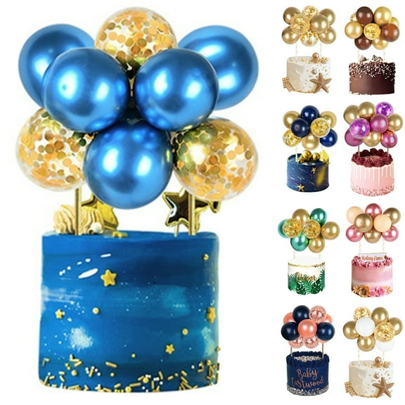 Dserhfy 10 Pcs 4 Inch Balloons Cake Topper Happy Birthday Mini Balls Cake Topper DIY Baking Decoration for Anniversary Birthday Party Baby Shower Decor