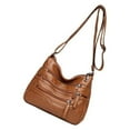 thumbnail image 1 of Ladies Cross Body Bag Messenger Large Over Shoulder Multi Pocket tote bag Handbag Long Strap Brown, 1 of 8