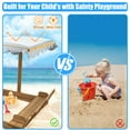 thumbnail image 3 of Gowoodhut Wooden Sandbox with Lid, Kids Sandbox with Cover Outdoor, Sandbox with 2 Foldable Bench Seats for Backyard, 3 of 8