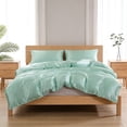 thumbnail image 4 of Cooling Ice Silk Duvet Cover – King Size 90x78 Inch Breathable Polyester Quilt Case – Soft Washed Finish for Hot Sleepers,Green, 4 of 6