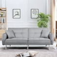 Alden Design Fabric Covered Futon Sofa Bed with Adjustable Backrest