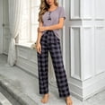 thumbnail image 2 of APEXFWDT Women's 2 Piece Plaid Pajama Set Short Sleeve Sleepwear Pj Set Top and Plaid Pants Sleepwear Lounge Sets, 2 of 5