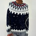 thumbnail image 4 of Womens Pullover Vintage Sweater Plus Size Ethnic Fair Isle Sweater Fall Long Sleeve Casual Boho Tops Knitwear Dark Blue, XXL, 4 of 4