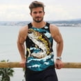 thumbnail image 6 of KLL green salmon fish Print Men's Muscle Gym Workout Stringer Tank Tops Bodybuilding Fitness T-Shirts Tank Tops Men-4X-Large, 6 of 7