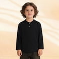 thumbnail image 5 of TOWED22 Boys Long Sleeve Henley Shirts Casual Crewneck Tees with Buttons Soft Shirts for Boys,Black,6-12 M, 5 of 7