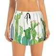 thumbnail image 3 of Uemuo Cartoon Cactus Pattern Women's Athletic Shorts High Waisted Running Shorts with Liner Pockets Gym Elastic Workout Shorts-XX-Large, 3 of 9