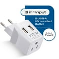 thumbnail image 2 of Ceptics CTU-9C Continental European Travel Adapter Plug - Type C - Dual USB Devices, 2 of 11