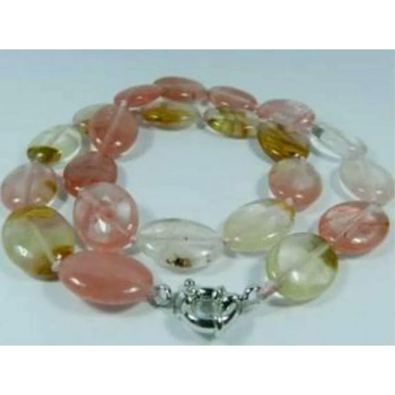 GKNET Natural 13x18mm Watermelon Tourmaline Gem Necklace 18"