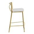thumbnail image 2 of Modern Charlotte 25" Contemporary Fixed-Height Counter Stool In Gold Metal And White Faux Leather - Set Of 2, 2 of 6
