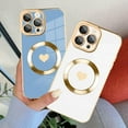 thumbnail image 3 of Magnetic Shockproof for iPhone 13 Pro Case [Compatible with Magsafe] Cute Love Luxury Plating Edge Bumper Case with Full Camera Lens Case for iPhone 13 Pro Phone Case, White (6.1"), 3 of 12