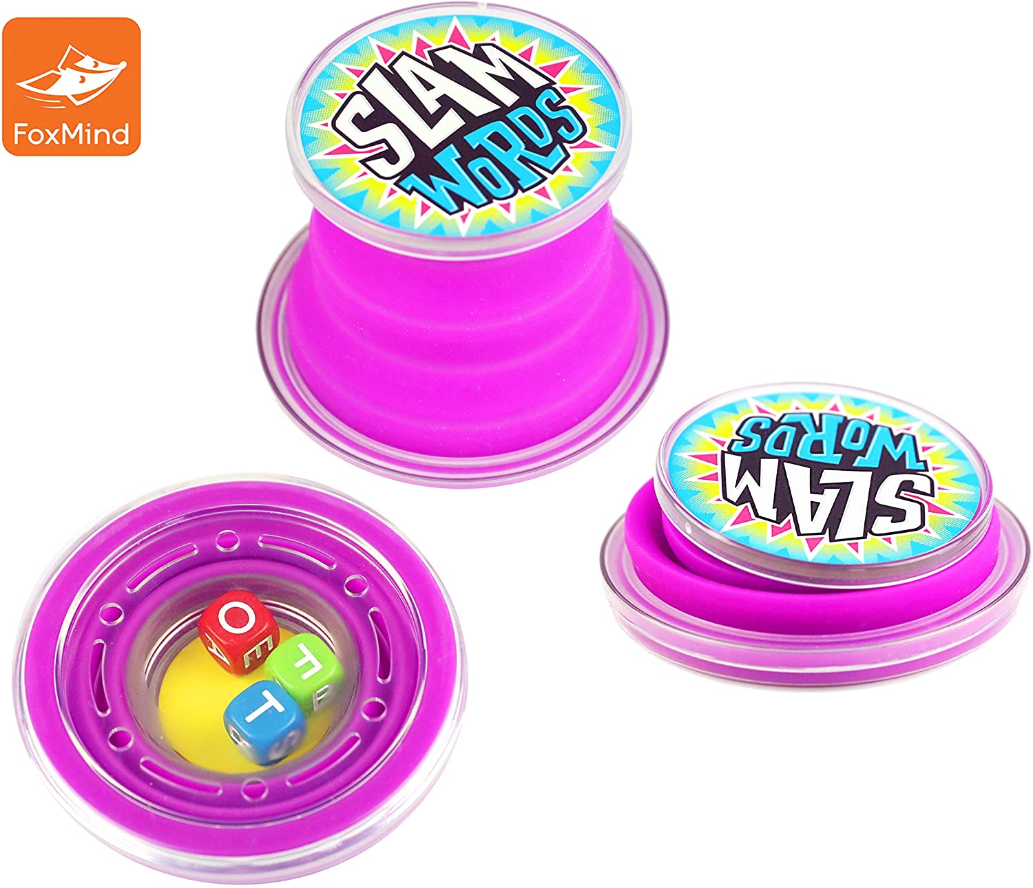 FoxMind, Slam Words, Shake-N-Play Vocabulary Word Travel Game, Fun Go-Anywhere Activity for Family and Friends