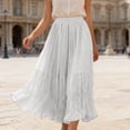 thumbnail image 2 of Arlun Maxi Skirts for Women Elastic High Waisted A Line Long Layered Tutu Mesh Ruffles Tiered Flowy Elegant Skirt for Spring and Summer White One Size, 2 of 8