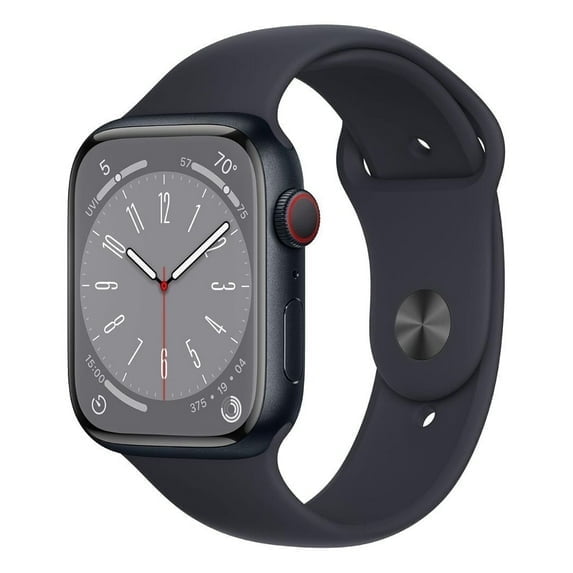 Restored Apple Watch Series 8 GPS + Cellular 45mm Midnight Aluminum Case with Midnight Sport Band - S/M. Fitness Tracker, Blood Oxygen & ECG Apps, Always-On Retina Display